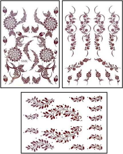 Henna Stickers , Arabic Designed Henna Tattoo for both Hands, Temporary Tattoos,Brown Mehndi Waterproof Sticker,